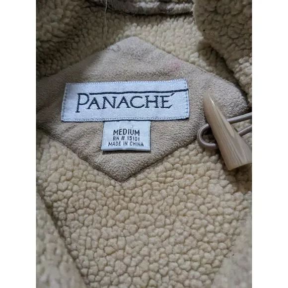 M Panache Beige Faux Suede Floral Embroidered Jacket with Toggle Buttons Medium - Picture 7 of 9